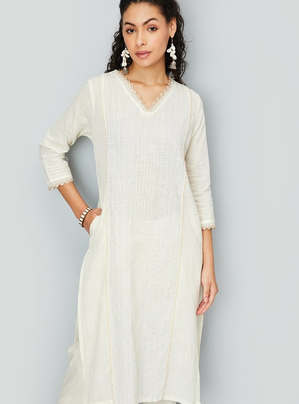 Women Pintuck Kurta with Pocket