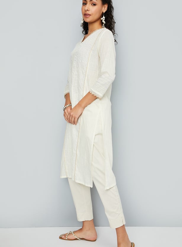 Women Pintuck Kurta with Pocket