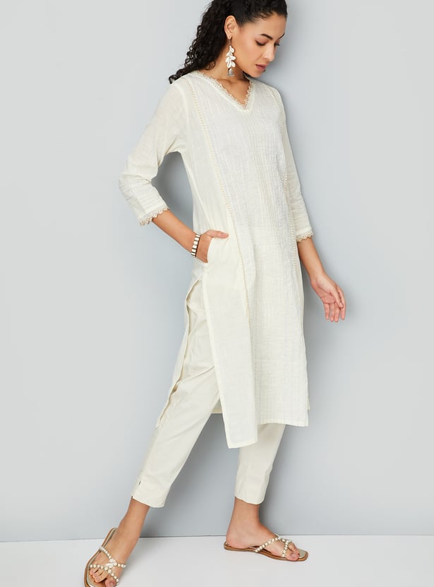 Women Pintuck Kurta with Pocket