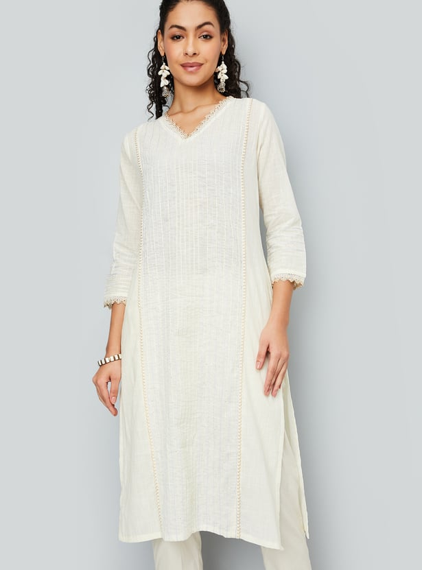 Women Pintuck Kurta with Pocket