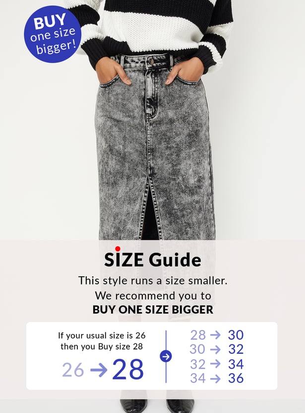 Buy ALAYA F x URB_N Women Front Slit Denim Skirt Online at Buy ALAYA F x URB_N Women Front Slit Denim Skirt Online at