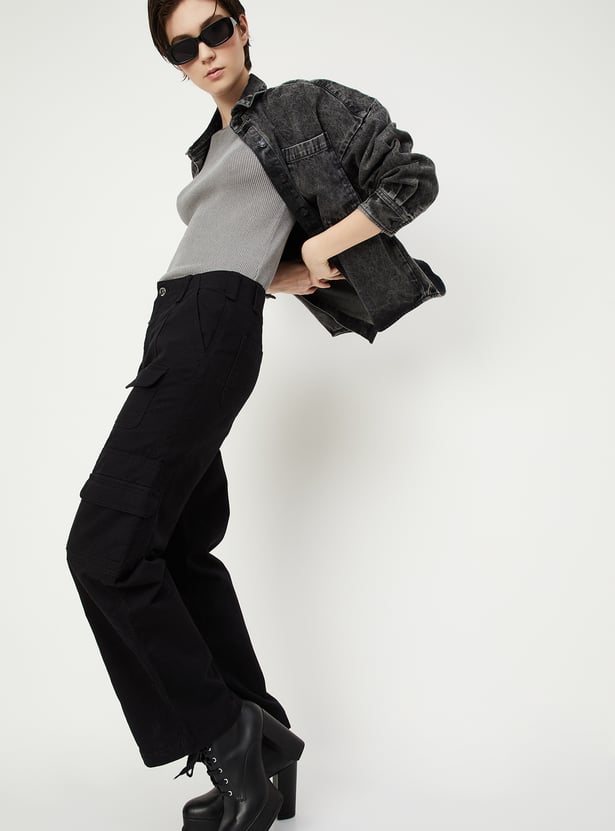 Women Solid Cargo Trousers