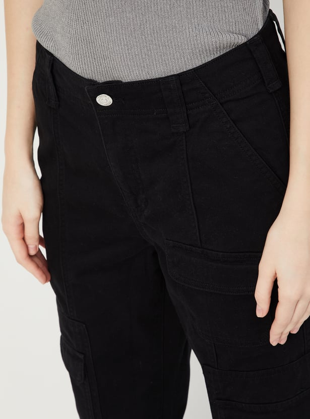 Women Solid Cargo Trousers