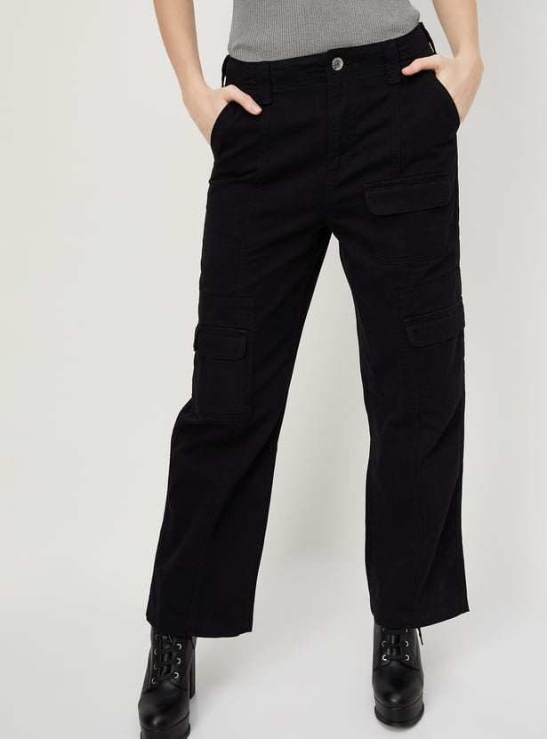 Women Solid Cargo Trousers