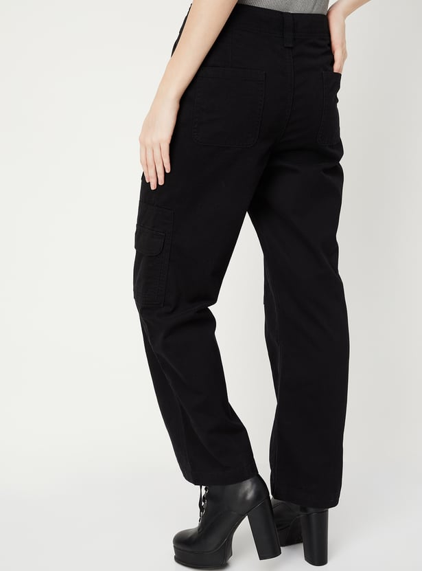 Women Solid Cargo Trousers
