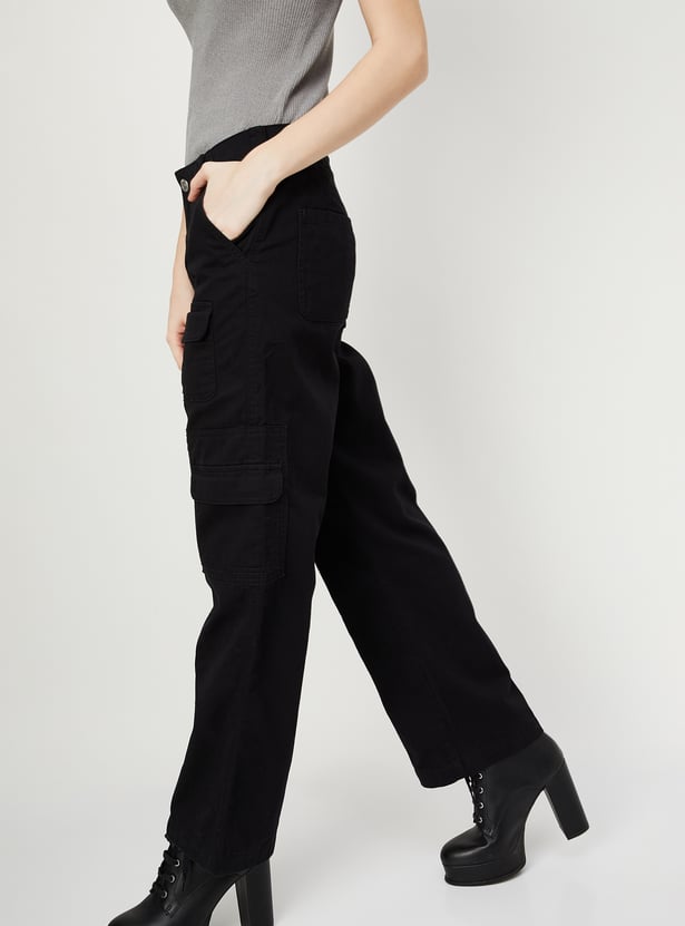 Women Solid Cargo Trousers