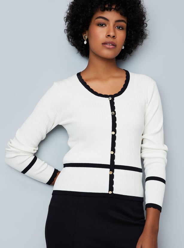 Women Contrast Tipping Sweater