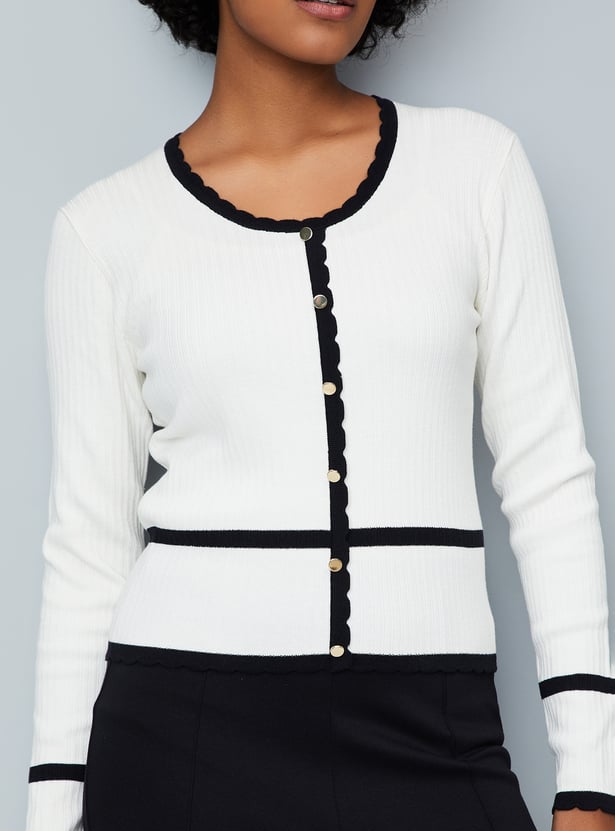 Women Contrast Tipping Sweater