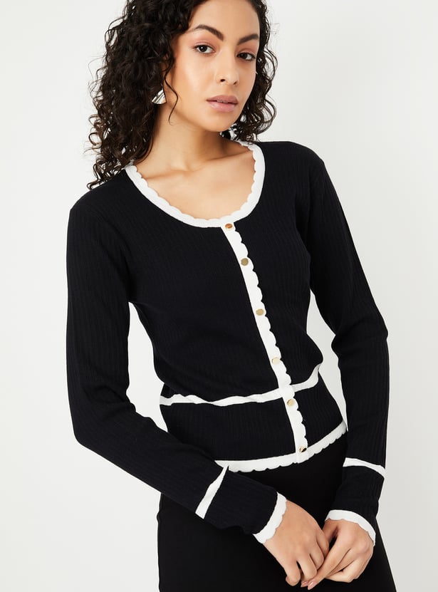 Women Contrast Tipping Sweater