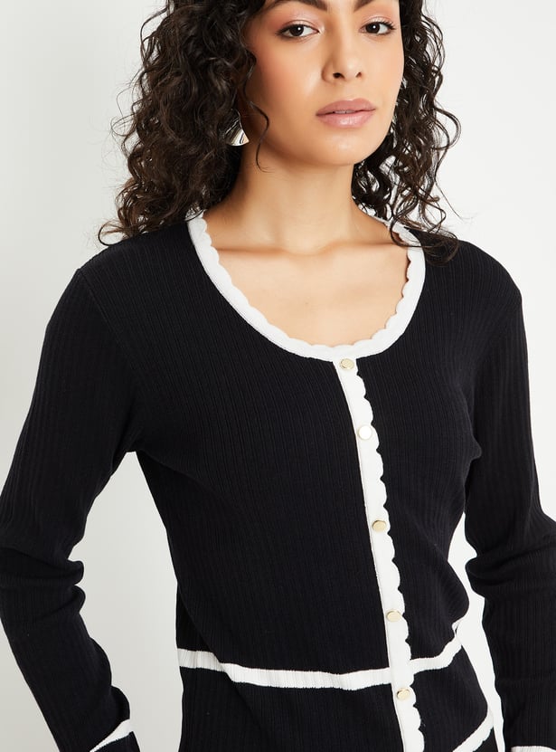 Women Contrast Tipping Sweater