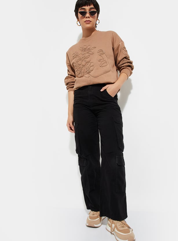 URB_N Women Relaxed Fit Solid Cargo Trousers