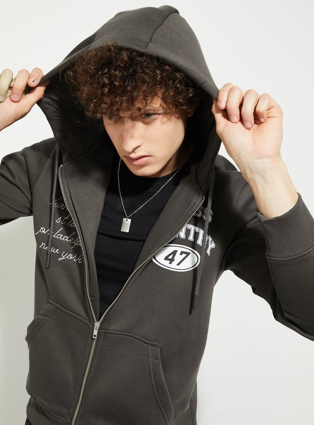 URB_N Men Printed Hooded Sweatshirt