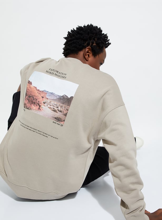 URB_N Men Oversized Back Printed Sweatshirt