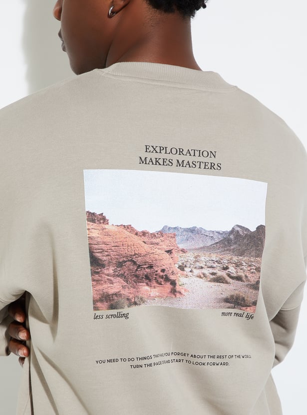URB_N Men Oversized Back Printed Sweatshirt