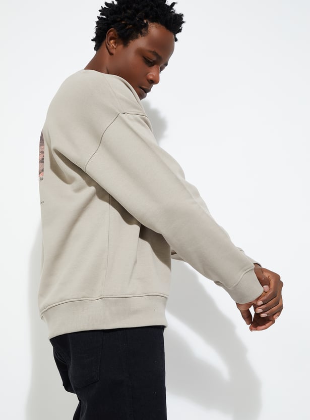 URB_N Men Oversized Back Printed Sweatshirt