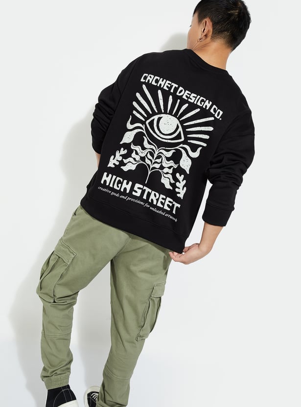 URB_N Men Back Printed Oversized Sweatshirt