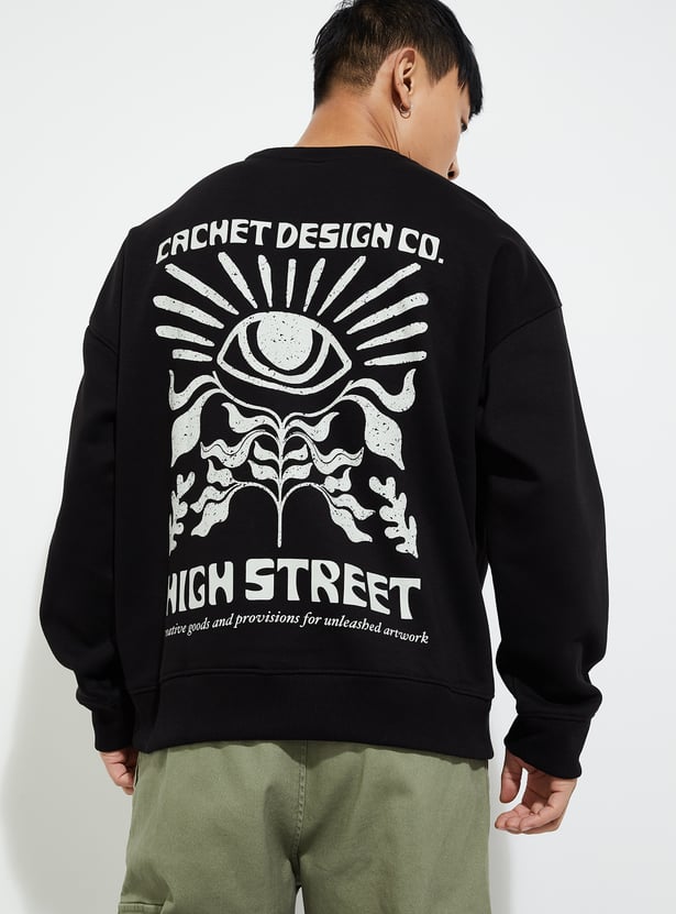 URB_N Men Back Printed Oversized Sweatshirt