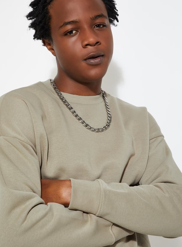 URB_N Men Oversized Solid Sweatshirt