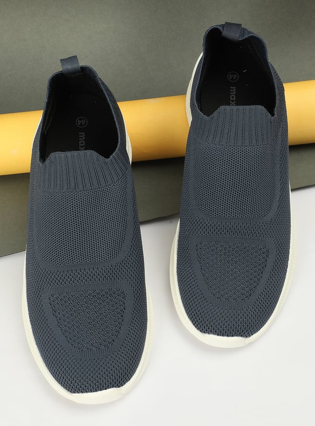 Men Mesh Panelled Slip-On Shoes