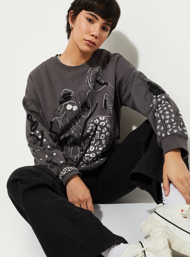 ALAYA F x URB_N Women Printed Sweatshirt