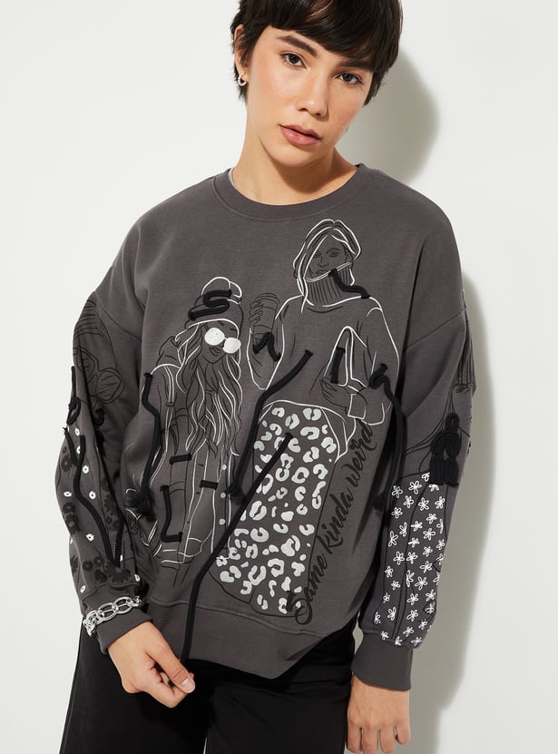 ALAYA F x URB_N Women Printed Sweatshirt