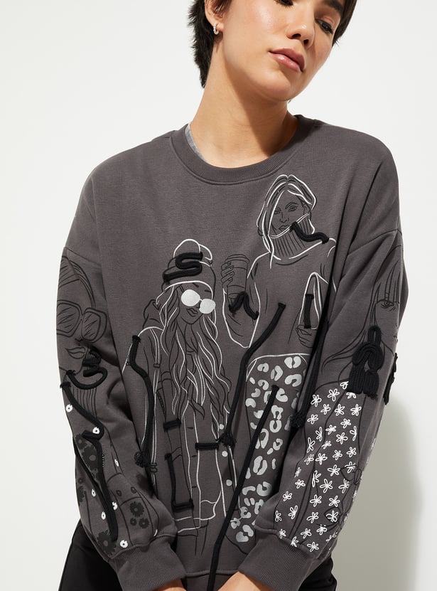 ALAYA F x URB_N Women Printed Sweatshirt