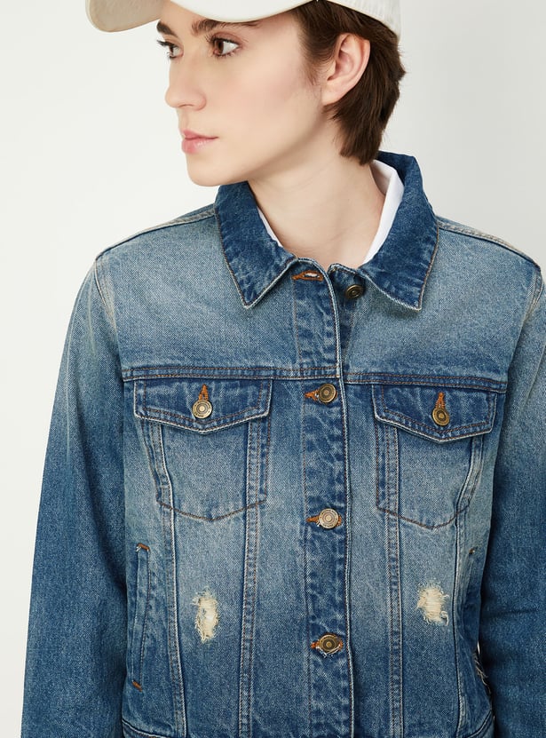 Women Distressed Denim Jacket