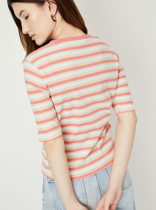 Women Striped Ribbed T-shirt