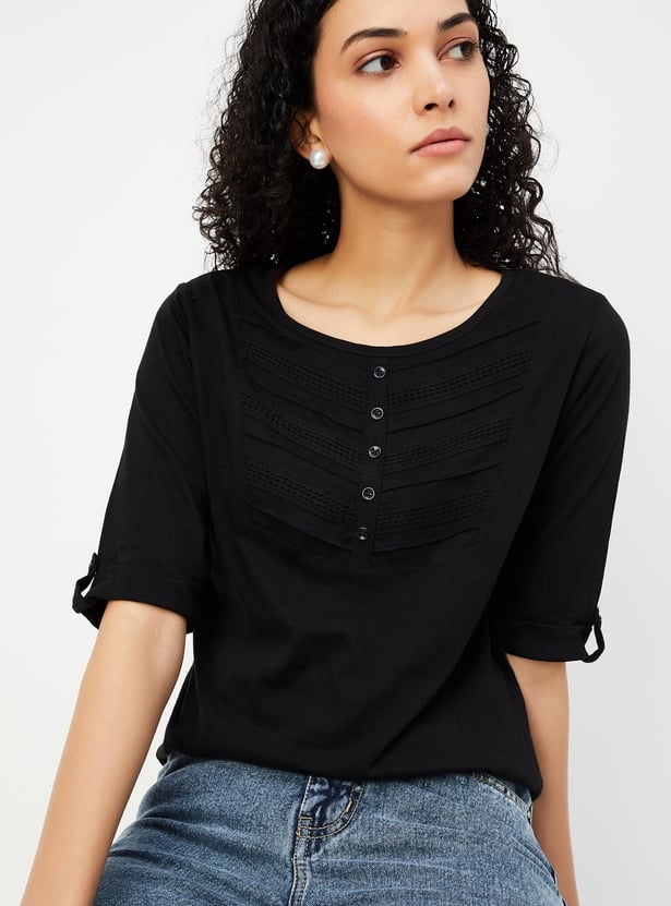 Women Lace Detail T-shirt