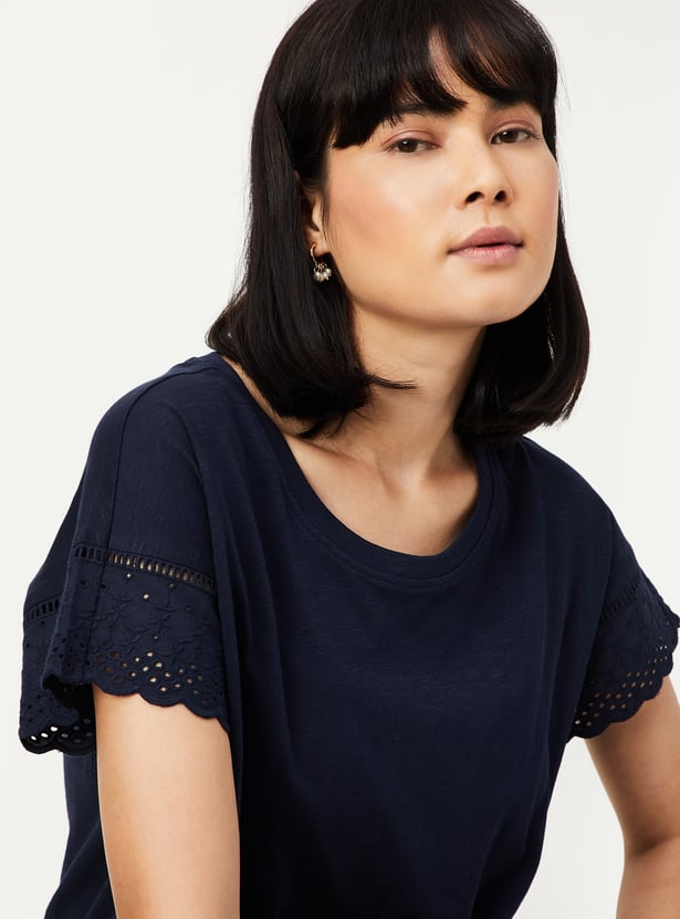 Tシャツ・カットソー 120% LINO Woman T-Shirt Navy 32ALIW7753000B56832ALIW S0025F Printed T-shirt - Light pink/Solar Coast - Ladies | H&M US