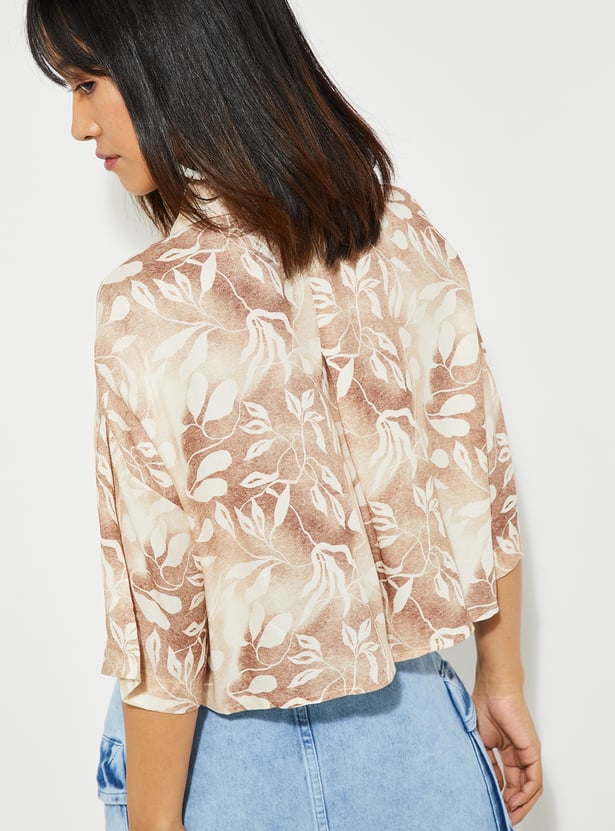 URB_N Women Printed Boxy Cropped Shirt