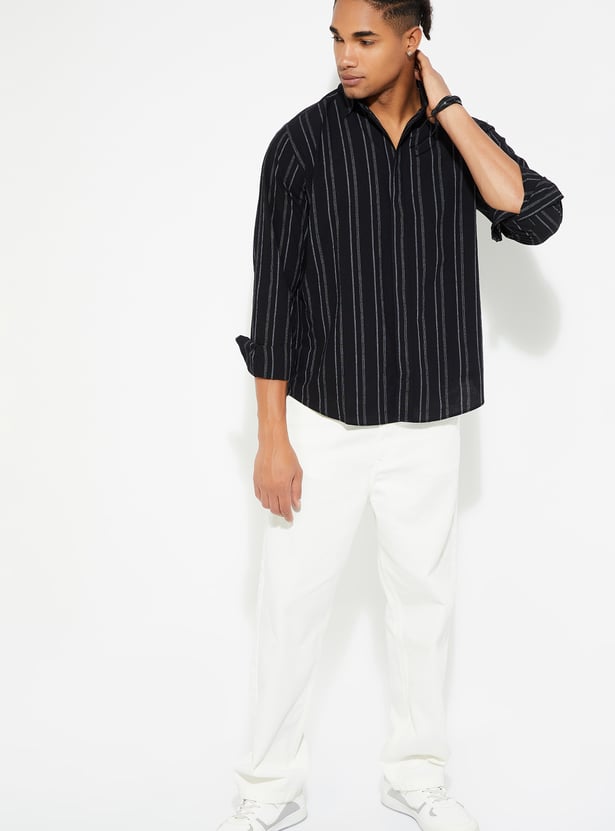 URB_N Men Regular Fit Striped Casual Shirt