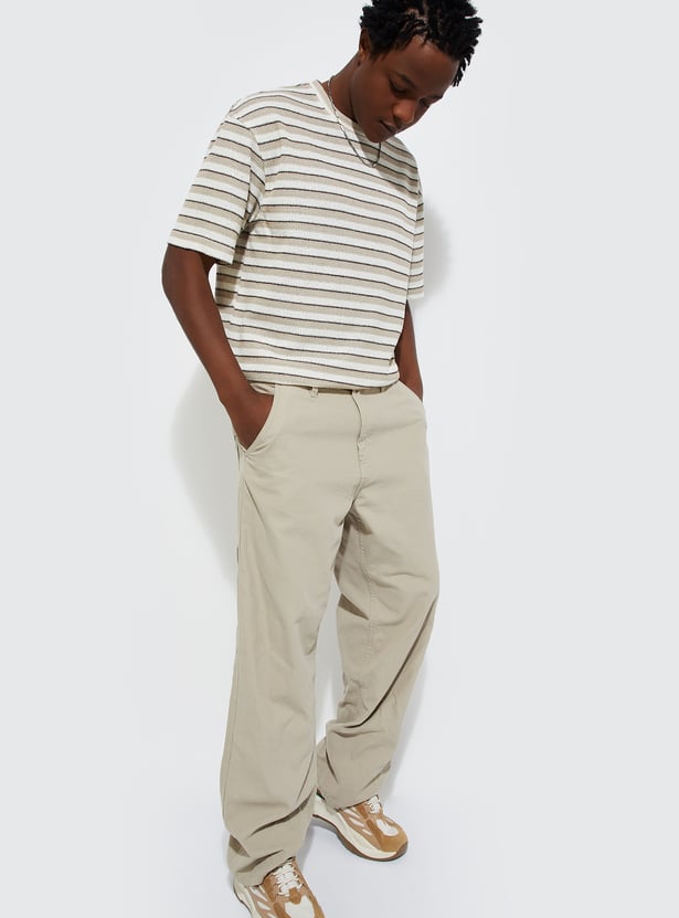 Buy URB_N Men Relaxed Fit Striped T-shirt Online at just