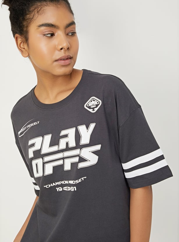 Buy Women Oversized Graphic Sports T-shirt Online at just Rs