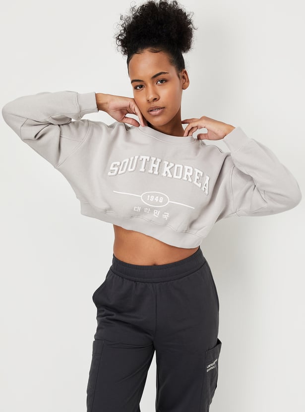 Women Embossed Athleisure Sweatshirt