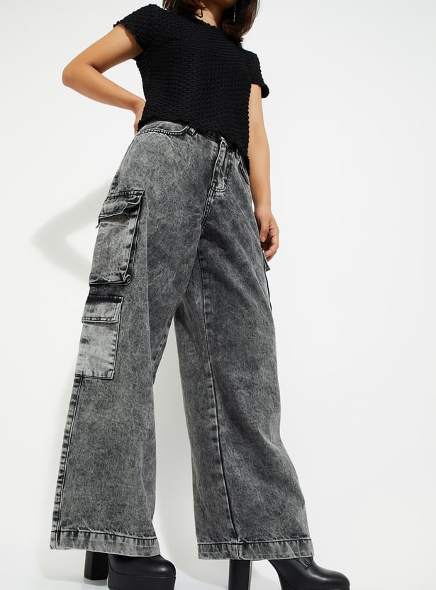 ALAYA F x URB_N Women Washed Cargo Jeans