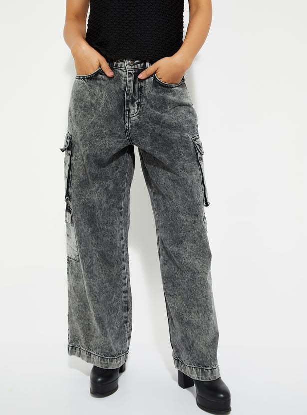 ALAYA F x URB_N Women Washed Cargo Jeans