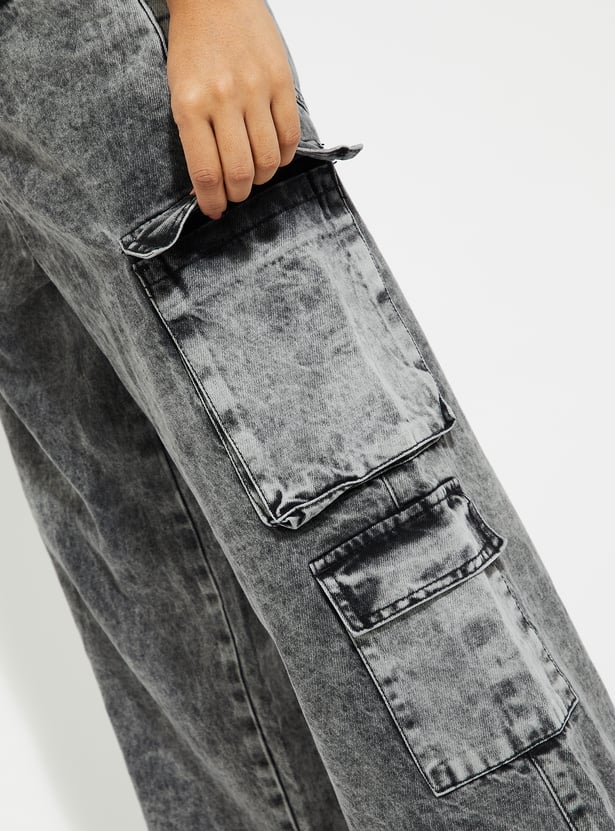 ALAYA F x URB_N Women Washed Cargo Jeans