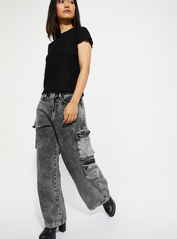 ALAYA F x URB_N Women Washed Cargo Jeans