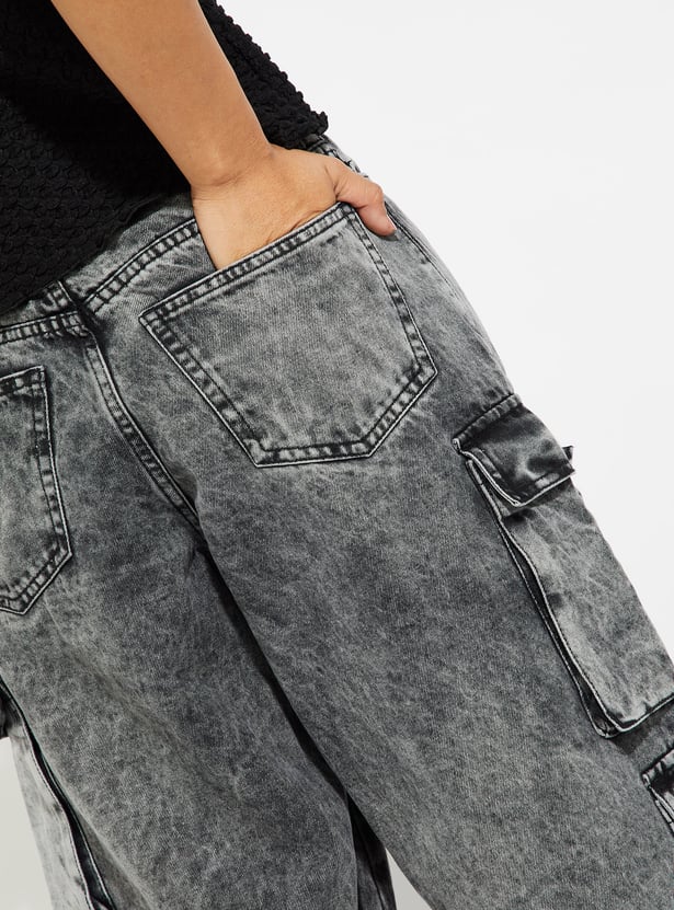 ALAYA F x URB_N Women Washed Cargo Jeans