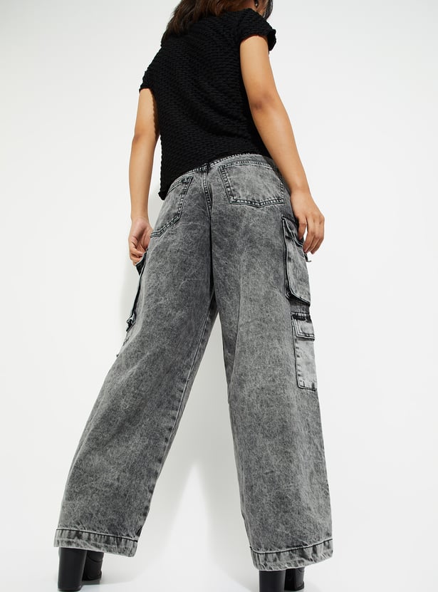 ALAYA F x URB_N Women Washed Cargo Jeans