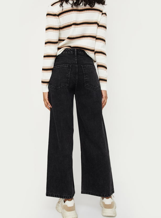 ALAYA F x URB_N Women Washed Wide Leg Jeans