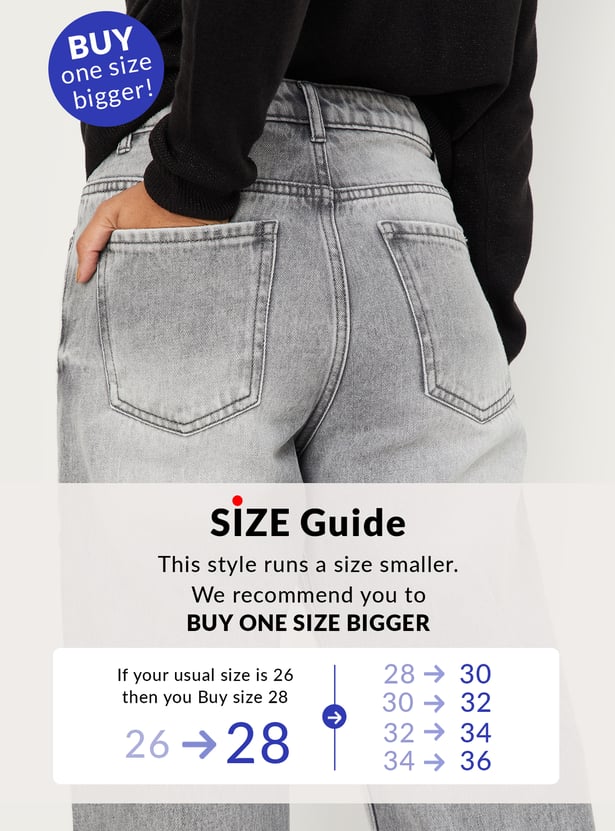 Women Washed Wide Leg Jeans