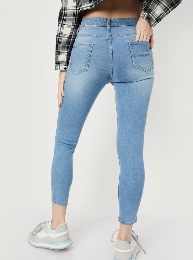 Women Washed Ankle Grazer Jeans