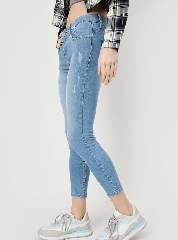 Women Washed Ankle Grazer Jeans