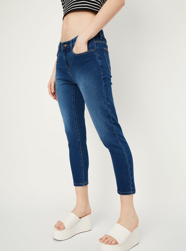 Women Washed Ankle Grazer Jeans