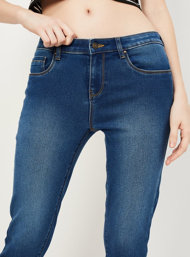 Women Washed Ankle Grazer Jeans