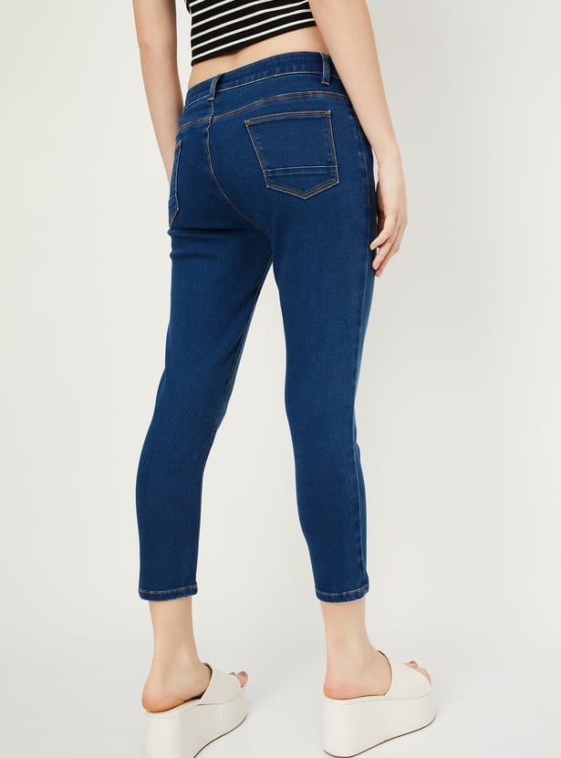 Women Washed Ankle Grazer Jeans