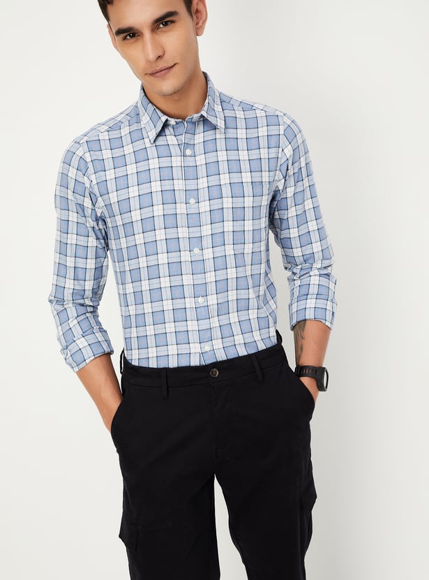 Men Slim Fit Checked Casual Shirt