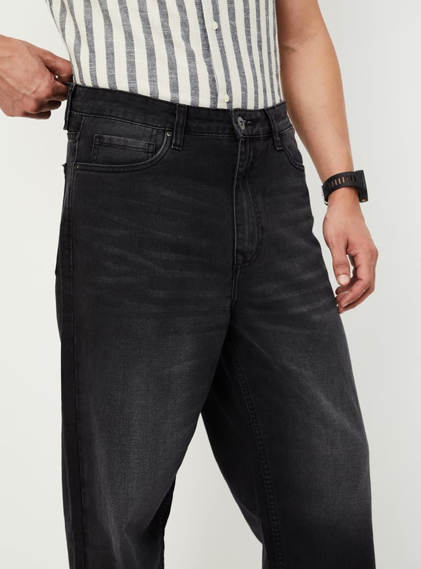 Men Loose Fit Washed Jeans